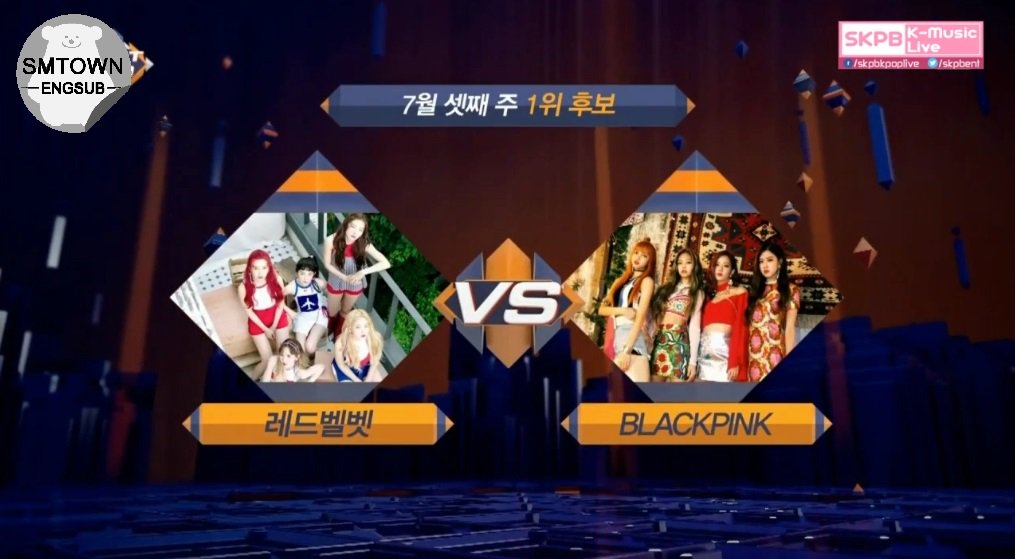 SMTownEngSub's tweet photo. Red Velvet vs BlackPink on MCountdown #1 Chart this week https://t.co/S1ld3WD5dQ