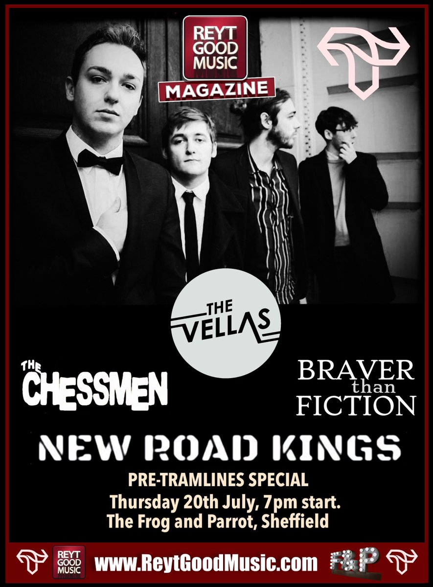 RGMMAGAZINE's tweet photo. Can't quite wait for @tramlines ?

 @FrogandParrot Tonight for a pre show.

@TheVellas / @braverthan / @thechessmenuk / @NewRoadKings https://t.co/e6tt1fmzZs
