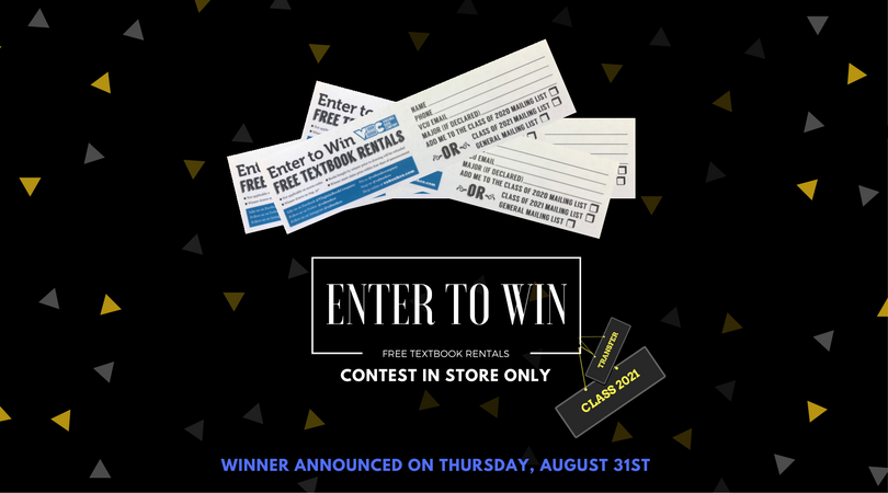 vabookco's tweet photo. #VCU21 & #VCUTransfer Rams, stop by our store to enter to win FREE Book Rentals for this Fall Semester. Winner will be announced 8/31π€! https://t.co/gEbvWLuom2
