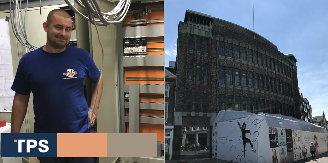 TPS_levert's tweet photo. Maandag zijn Grzegorz en Ireneusz gestart bij Hudson's Bay in Den Bosch voor de bekabeling en het elektrische aansluitwerk. #elektrotechniek https://t.co/KgBIcaqejo