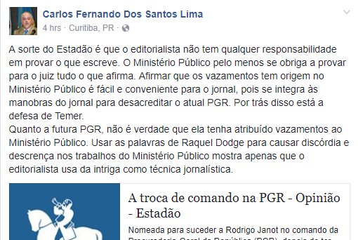 o_antagonista's tweet image. Um procurador contra as macacas de auditório de Lula e Temer &amp;gt; ow.ly/qUfd30dMzh2