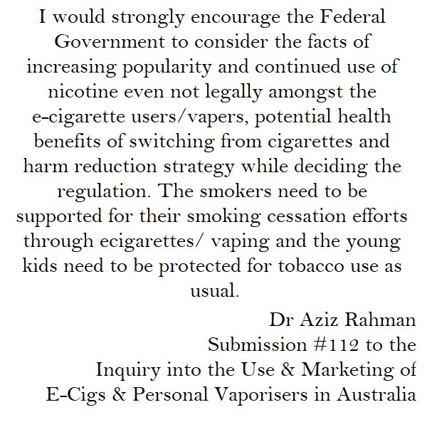 vaper_the's tweet photo. #112 @drazizrahman "I would strongly encourage the Federal Government to consider the facts" about #eCigs. https://t.co/q5RGNySEqF
