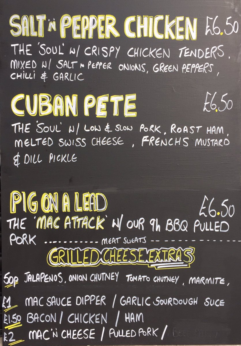 NorthernSoulMcr's tweet photo. NEW MENU OUT NOW
RT &amp; FOLLOW TO WIN THE WHOLE MENU ✊😜
#grilledcheese #mcr #nq #foodmanchester #cheapeat #comfortfood https://t.co/XBogUtRCo8