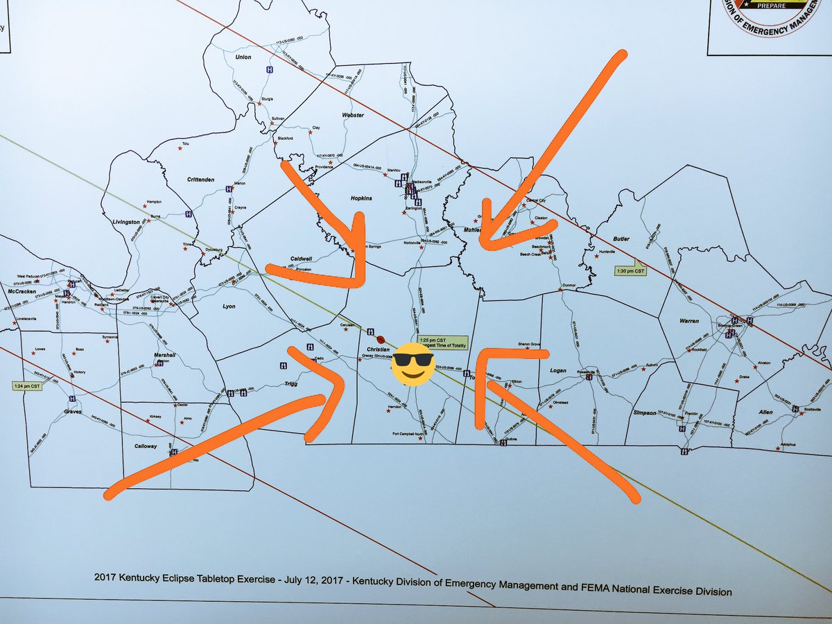 CCSODeputies's tweet photo. 4 our new followers wondering where the heck is Christian County...take this chunk of western KY, & there we R. #Eclipseville #eclipsepath https://t.co/ZkvARAQw15