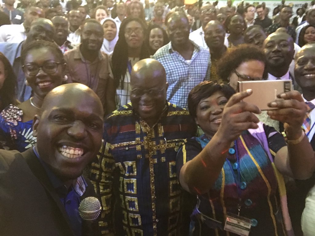 With Ghana President Nana Akufo-Addo and participants after my panel at #AODC17 in Accra