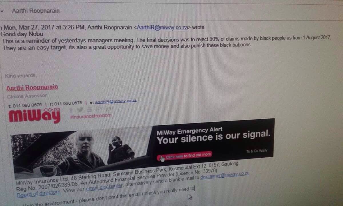SisaGwabavu's tweet photo. #MiWayRacism Hi all @ewnreporter please investigate the authenticity of this. https://t.co/x3OzWRa1cv