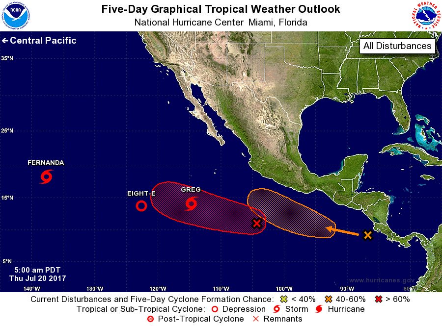 WeatherMex's tweet photo. Continúa la Cuenca del Pacífico Oriental muy activa ,Posible desarrollo de 2 Nuevos #Ciclones en los próximos 5 días. https://t.co/RkW0uHIm5U