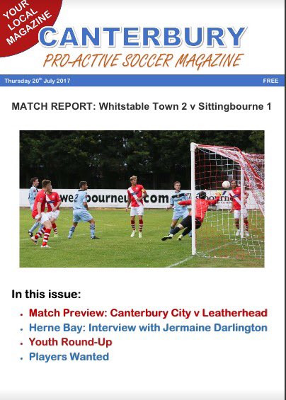 ProActiveSoccer's tweet photo. This weeks Canterbury magazine https://t.co/EiU2HSL4NA

@OfficialCCFC_uk @Herne_Bay_FC @whitstabletown @wowhitstable @canterburycc https://t.co/EwyvWQSiKD