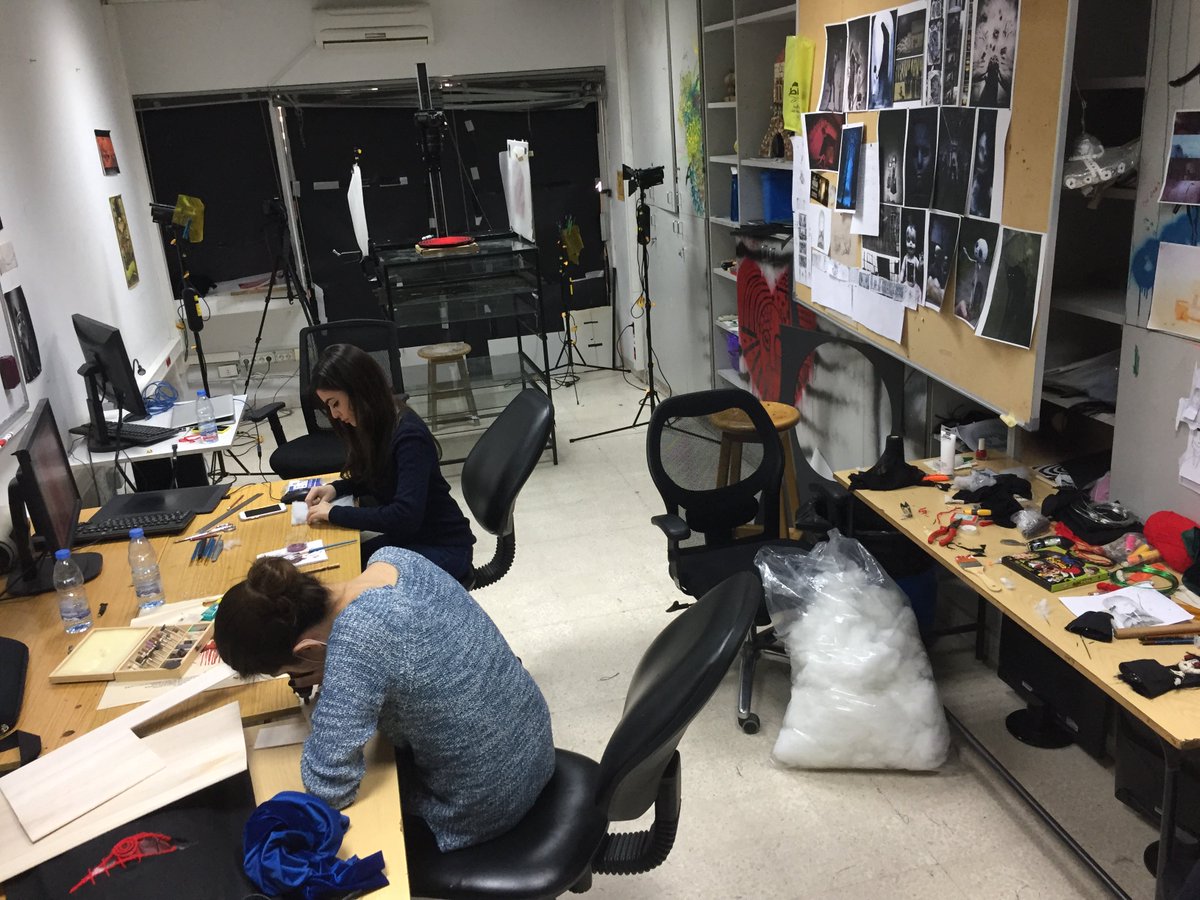 MaskoonFFFest's tweet photo. Araz Kelian & Joyce Chammas, #animation students @ALBA_Lebanon working on the new #Maskoon #trailer under the supervision of Amandine Brenas https://t.co/FA3HajHf9f