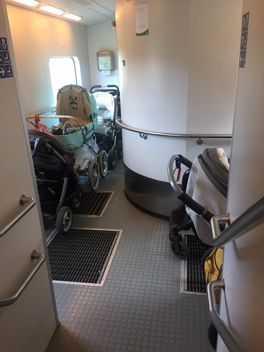 Suvi_K_'s tweet photo. Pelkästään IC:n käytävällä 7 lastenrattaat, itse vaunuun ei mahtuisi yhtään pyörätuolia enää. @VRpalvelu, milloin heräätte tilanteeseen? 😧 https://t.co/y6oNJyTr5U