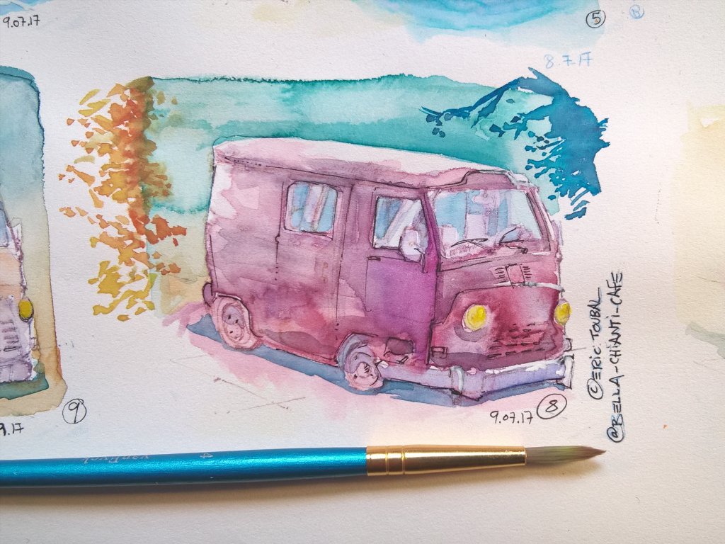 BellaChianti's tweet photo. #Aquarelle ☕ #sketch #erictoubal #bellachianti #dessin #estafette #renault #carsdrawing #frenchcars #cardrawing #bd https://t.co/IafOKZV5fL