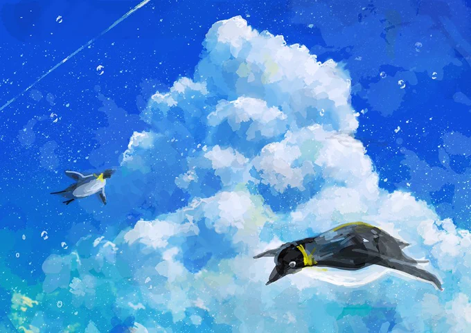 ペンギンとシロクマ #動物のイラストだけで興味を持ってくれる方へ届け 