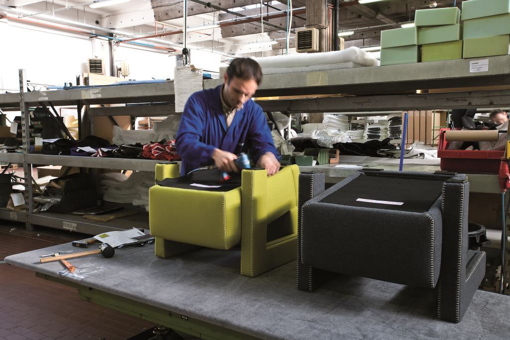 Cassina's tweet photo. The Utrecht armchairs in production in the Cassina factory in Meda. #design #medamade https://t.co/eDXiB7LFIM
