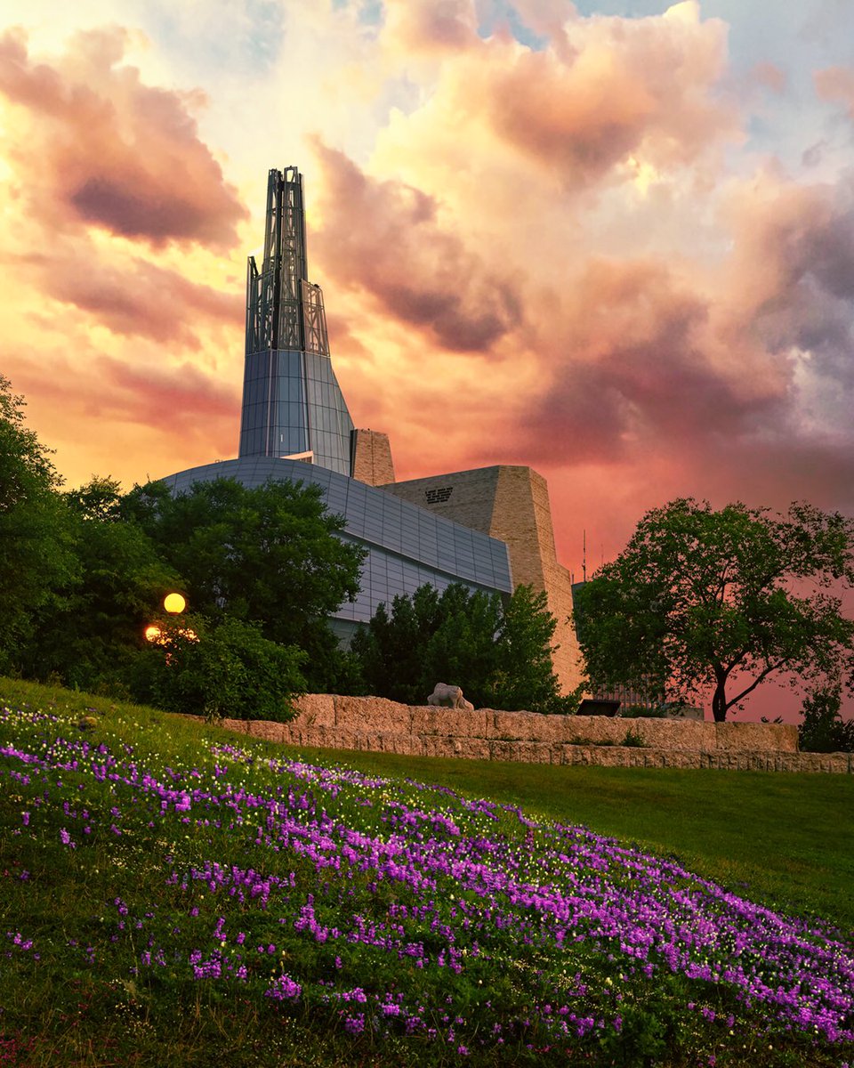 RejeanLandscape's tweet photo. View of the @CMHR_News from @TheForks at sunset. #atcmhr #exploremb #finditdowntown #winnipeg #cmhr https://t.co/oTKCU93xe1