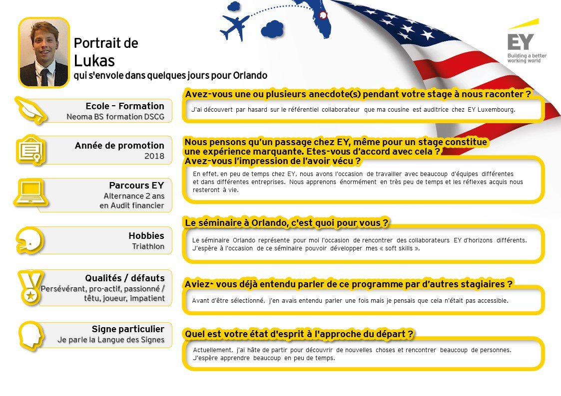 EYRecrute's tweet photo. Voici le portrait des 5 stagiaires qui partent à Orlando rejoindre les #EYInterns du monde entier pour une expérience inoubliable @EY_IILC https://t.co/FtoJPYinSY