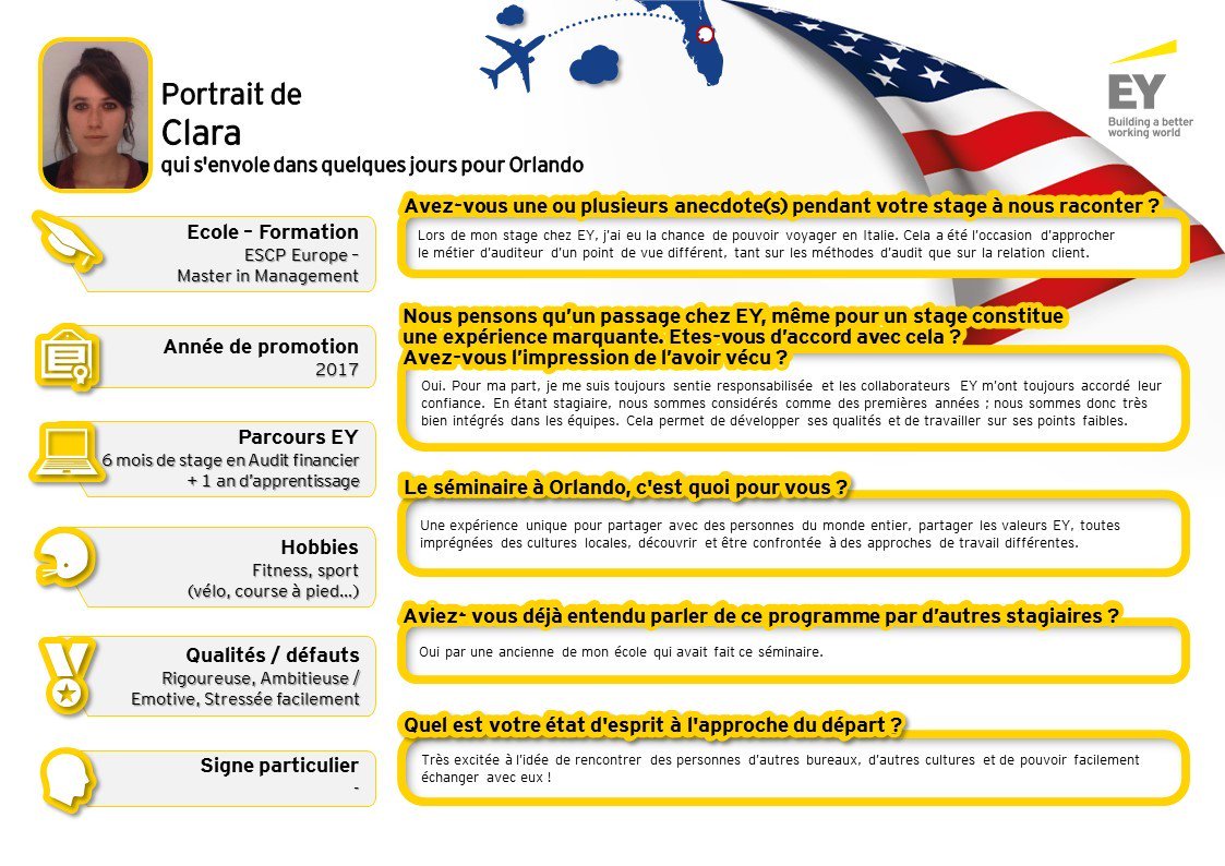 EYRecrute's tweet photo. Voici le portrait des 5 stagiaires qui partent à Orlando rejoindre les #EYInterns du monde entier pour une expérience inoubliable @EY_IILC https://t.co/FtoJPYinSY