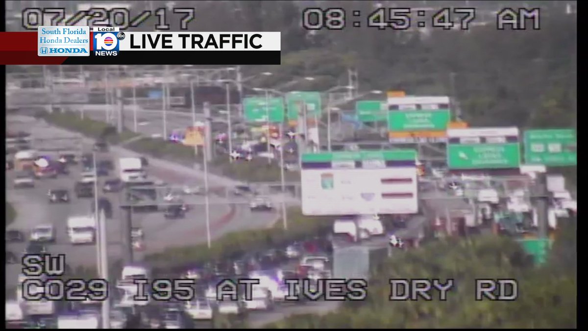 Bad crash on I-95 SB Express & 2 Regular Lanes blocked approaching Miami Gardens Dr #trafficalert https://t.co/RUSyIEGYHz