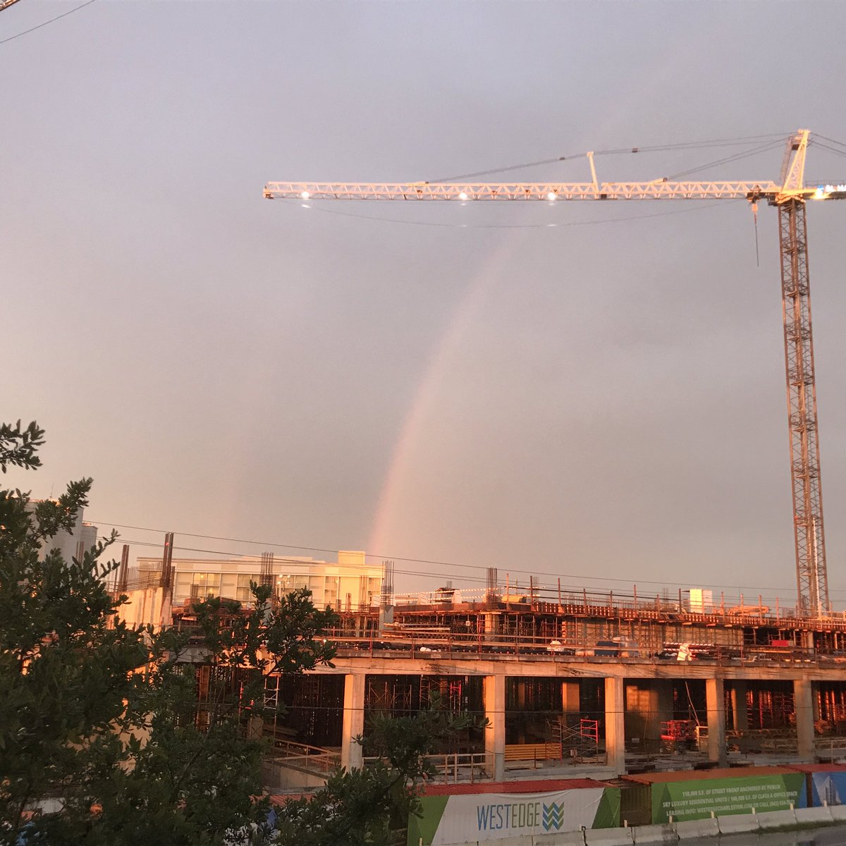 bookczuk's tweet photo. @chswx aftermath of yesterday's thunderstorms: double rainbow over WestEdge. https://t.co/QaiU2LBCSU