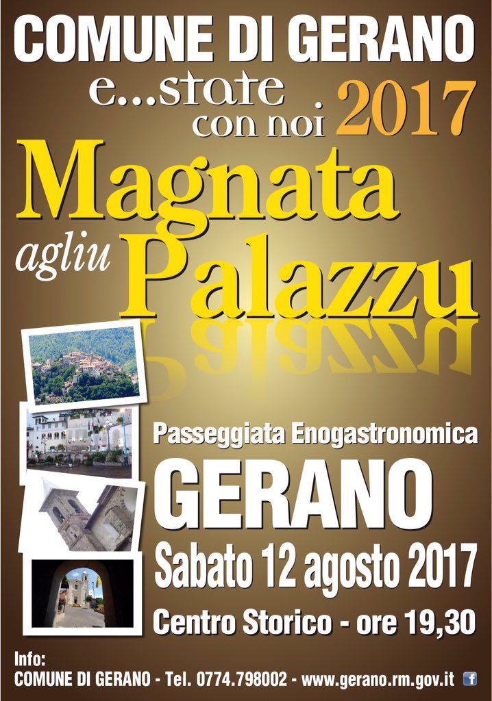 ComuneDiGerano's tweet photo. #Gerano #EstateConNoi #CenaMedievale #PasseggiataEnogastronomica #Estate2017 @visit_lazio @ViviLazio @EventiGerano https://t.co/AARBFfRvrb