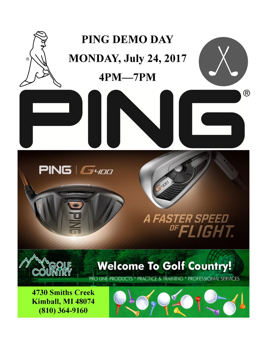 GolfCountry2's tweet photo. Make plans for Monday after work!! @GolfCountry2 #ping #demo #g400 #michigansummer #golf #specialorder #makeappointment (810)364-9160 https://t.co/uyDuNMiaYk