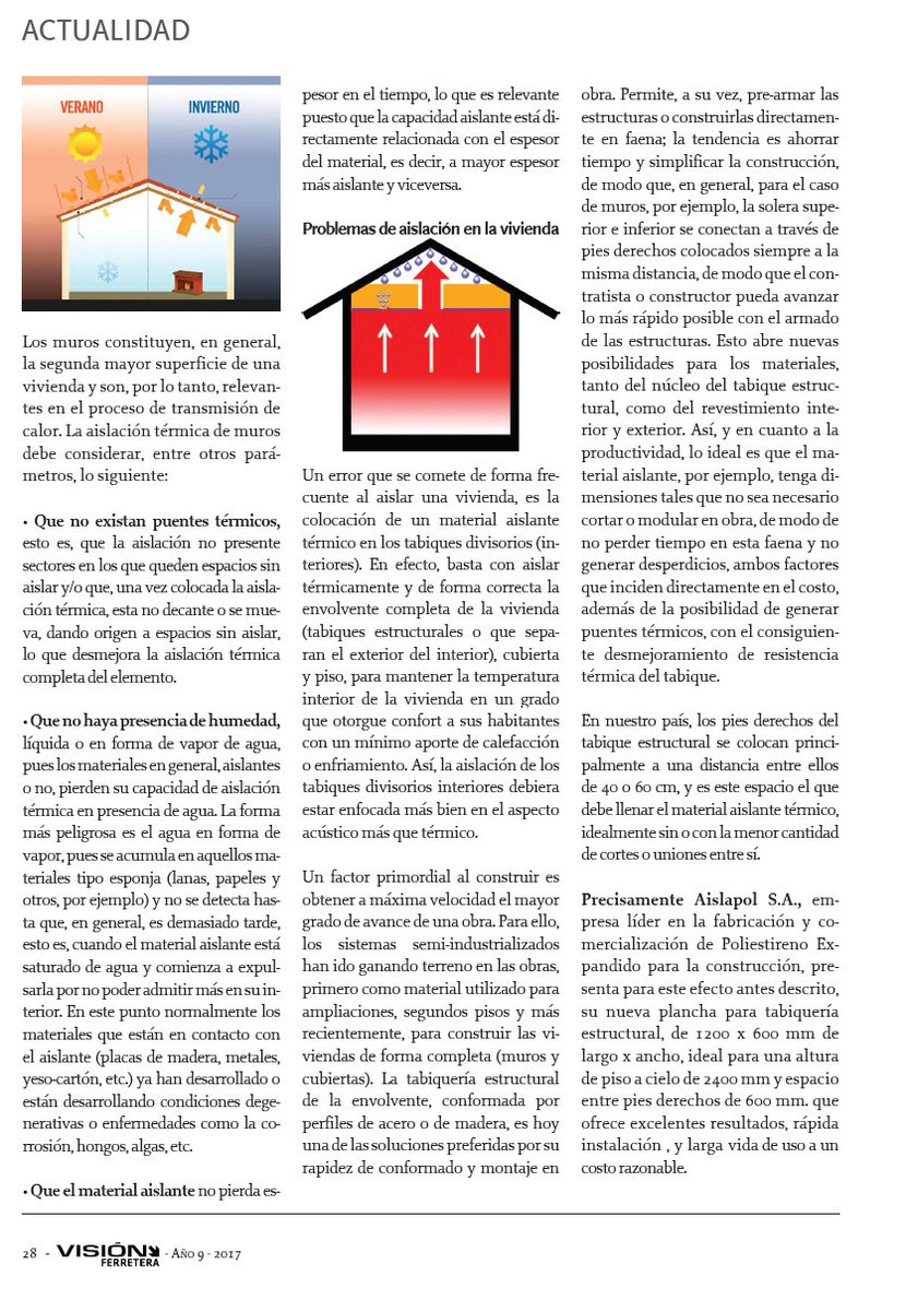 AislapolChile's tweet photo. Te invitamos a leer el artículo completo redactado para la revista @visionferretera #Aislación #aislaciontermica #EPS #Calefaccionar https://t.co/BYZiVIhc1H