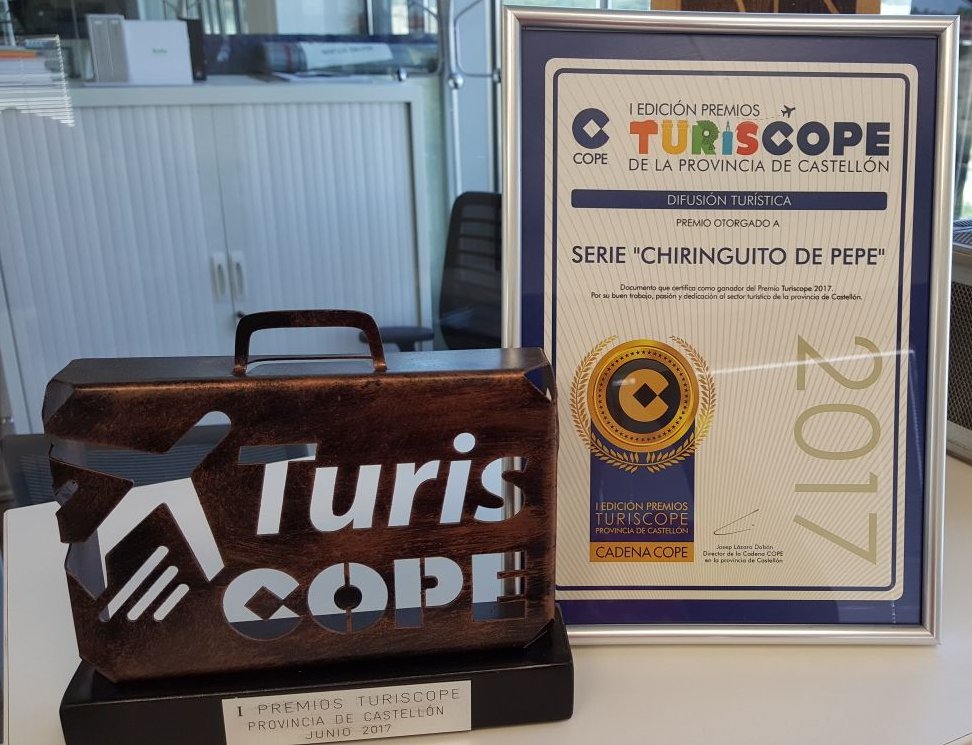 100balasTV's tweet photo. Ya tiene hueco en nuestra oficina el Premio #Turiscope al #ChiringuitodePepe, otorgado por la difusión turística de Peñíscola y su entorno https://t.co/TVZDrevOKT