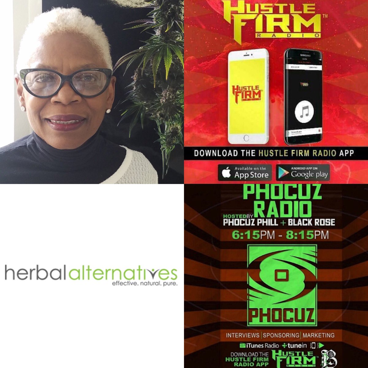 LocUVeryWell's tweet photo. This SAT. Joan @HerbalAltDC will be a featured guest on #phocuzradio 6:15PM. Download HUSTLE FIRM RADIO app to tune in! #dcmmj #mmjdc #dc420 https://t.co/tNbGEqbxo4
