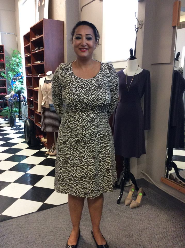 dfsboston's tweet photo. This beautiful dress was part of a generous donation by @EllieKaiDesigns . It looked nice on the hanger, but sprang to life on the client! https://t.co/o7OX12y4hR