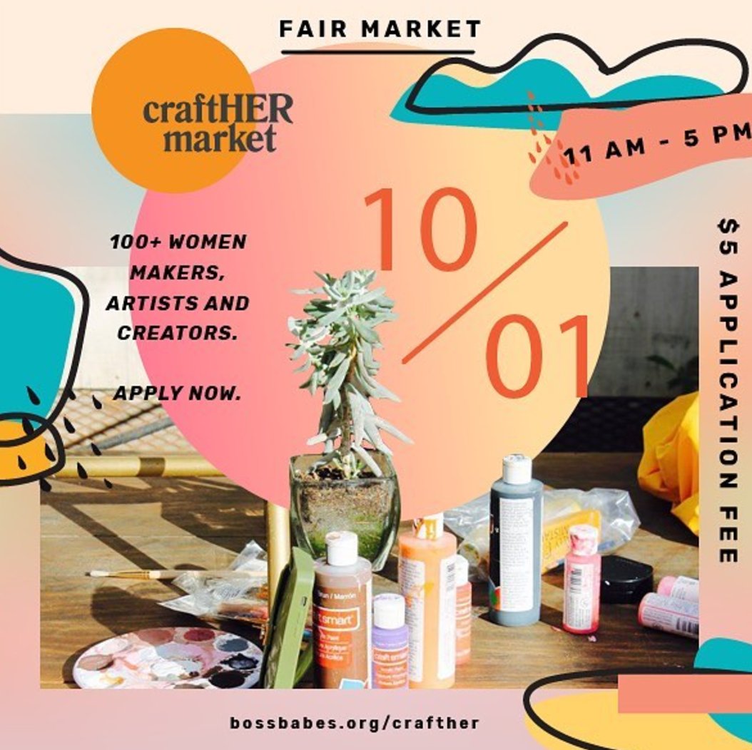The next #CraftHerMarket is Sunday, October 1st, 2017! Details: bit.ly/2gO1QWD #austin #fairmarketatx