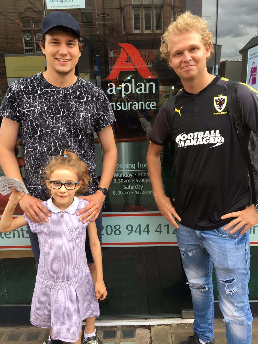 AFCWimbledon's tweet photo. These lucky Dons fans each won 2 match tickets for tomorrow's pre-season friendly against The Brewers! Congratulations! #goodscouting 😉🕵️ https://t.co/LHfpvOICh4