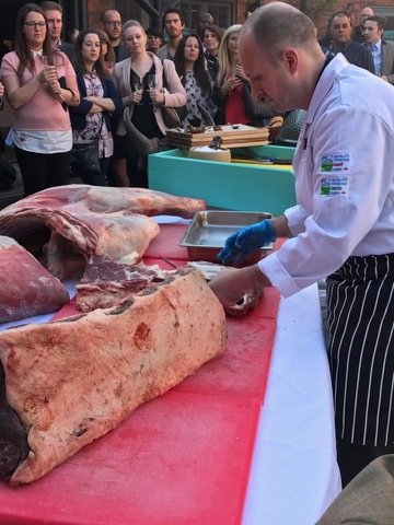 Althamsbutchers's tweet photo. Check out our very own #MasterButcher Gordon entertaining the guests @HDV_Newcastle with a #ButcheryDemo @chefuls #brassierelaunch!!! https://t.co/WDYag1PSGm