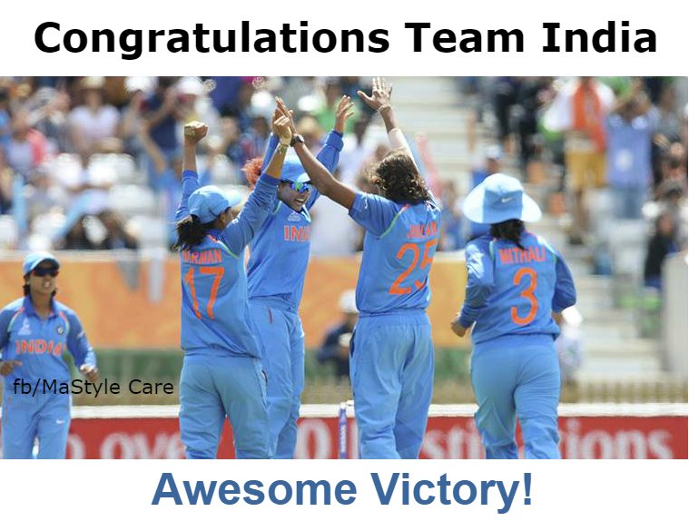 MaStyleCare's tweet photo. Congrats to #Indian women on reaching #WWC17 finals.
#IndvAus https://t.co/eZbsayaNao