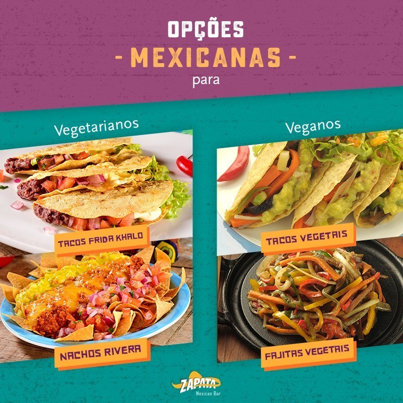 ift.tt/2gNMUaW É vegetariano ou vegano?  O Zapata Batel e Centro Cívico tem opção para os dois! ;) Vegetariano: - Tacos Frida Kha…