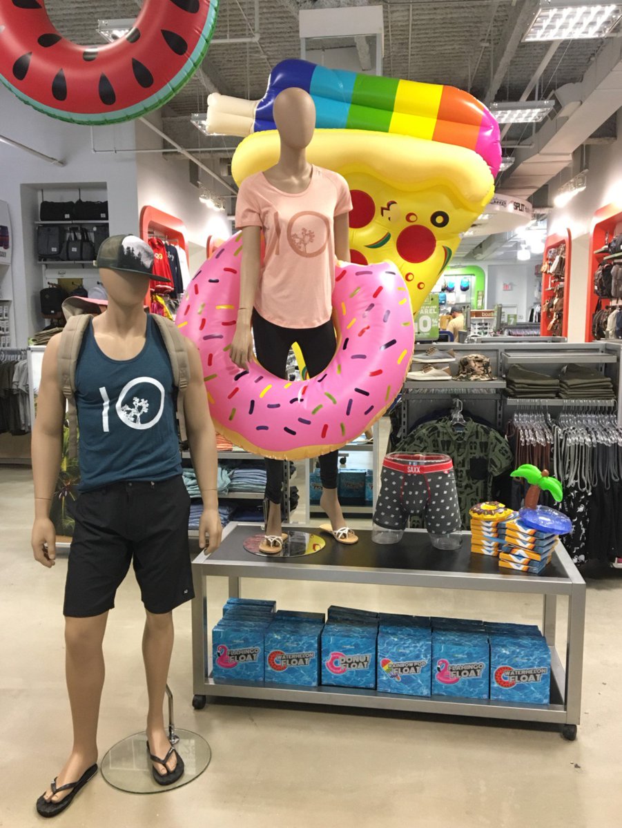BayshoreOttawa's tweet photo. Get summer ready with #10tree apparel and Boathouse’s unique food shaped floats. @boathousestores https://t.co/Z0zeTaSHXN