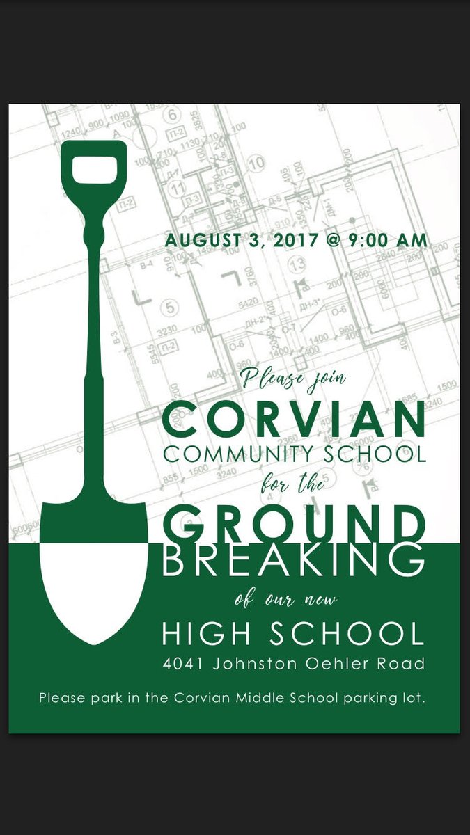 CorvianCourier's tweet photo. Be sure to join us at our groundbreaking August 3 at 9 a.m. You can park at the middle school. See you there! https://t.co/Rt1WRl33lI