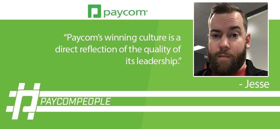 paycomcareers's tweet photo. Jesse, quality assurance specialist, believes that Paycom’s leadership is one reason our culture drives success. #PaycomPeople https://t.co/69zd0Ryg75