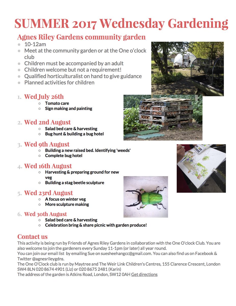 GreenCChampion's tweet photo. Weds mornings 10-12 am intergenerational summer holiday gardening @AgnesRileyGdns @WeirLink @EdibleLambeth @IncEdNetwork @urbangrowthlg https://t.co/XbEoXLvQC5