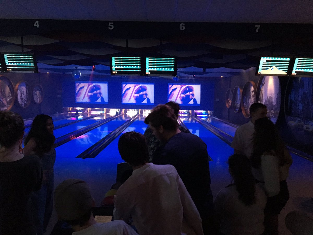 BexleyGSMusic's tweet photo. We have an entire bowling alley to ourselves - plus dry ice and party music! Amazing :-) https://t.co/KRD3FjfwWT