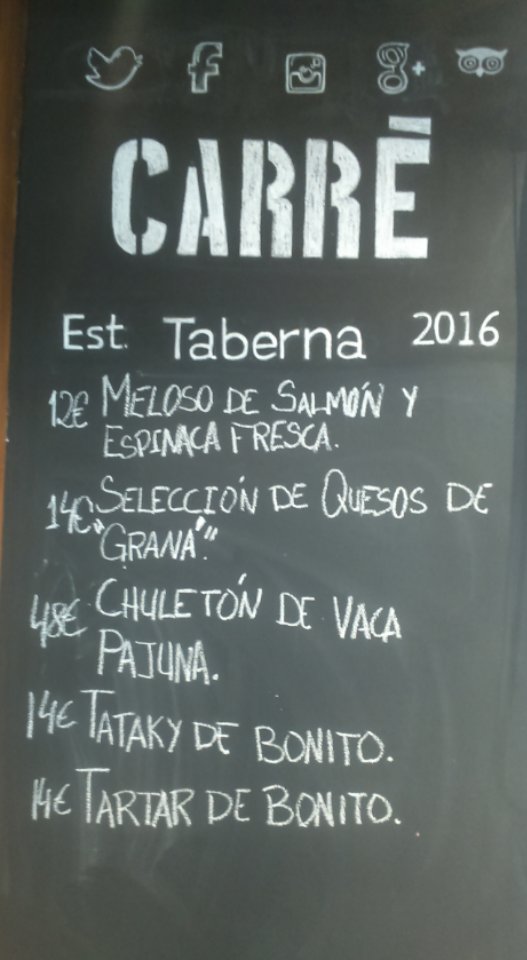 TabernaCarre's tweet photo. Nuestra pizarra ha comenzado a funcionar! No te la pierdas!  #FelizJueves #20Jul #FelizFinde https://t.co/2annn94Rtg