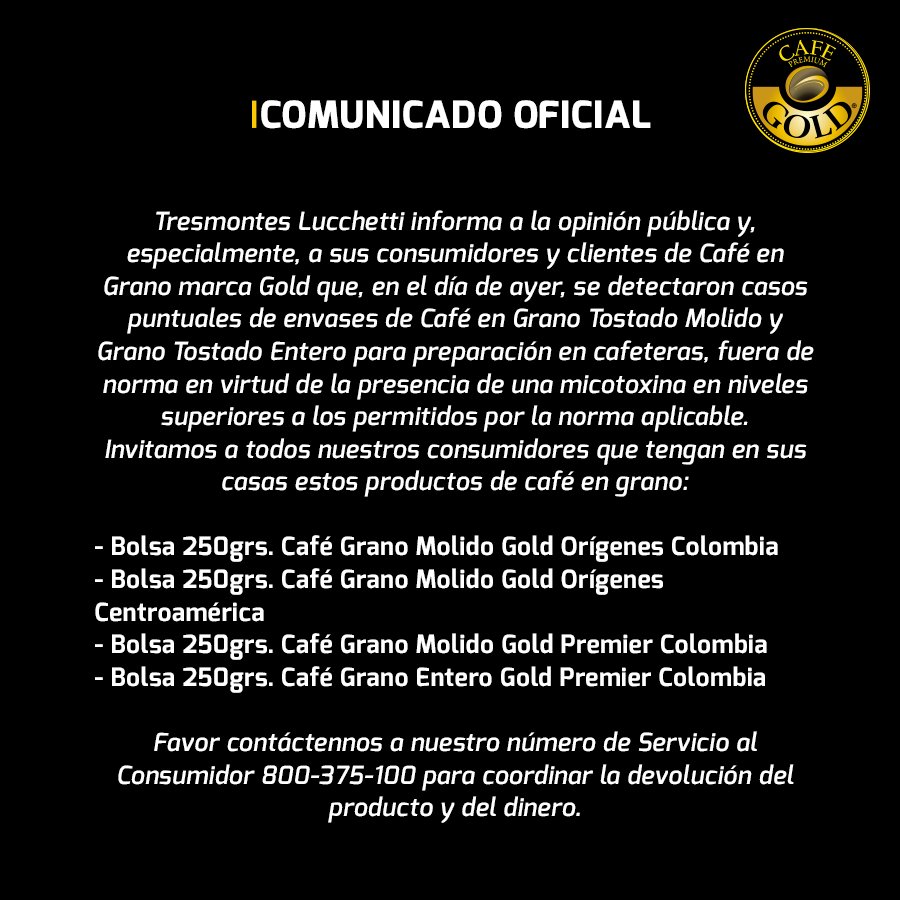 APIS_pasteleria's tweet photo. ALERTA ALIMENTARIA: CUATRO TIPOS DE CAFÉ MARCA GOLD RETIRADOS POR PRESENCIA DE MOHO 😮😱😟

https://t.co/P39qPHwlw3 https://t.co/SiqRsGZLtj