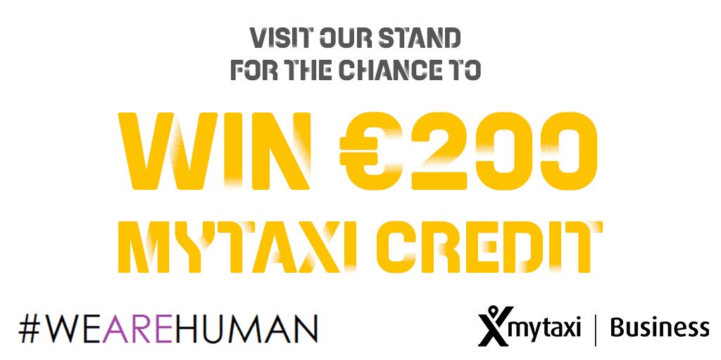 FreeNow_IE's tweet photo. Want to win €200 mytaxi travel credit? Visit our stand at @electricmedia #WEAREHUMAN for your chance to win! https://t.co/V8PoK9dT3U