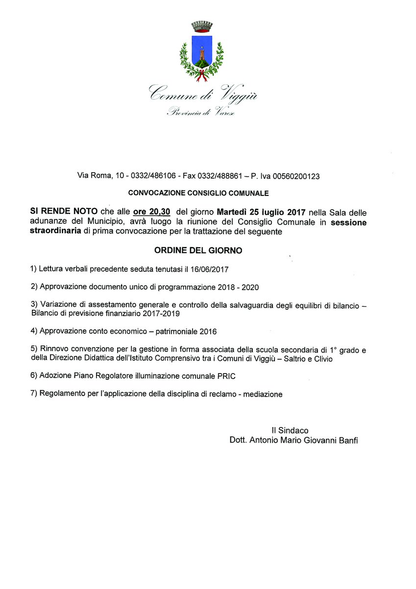 ComuneViggiu's tweet photo. MARTEDI' 25 LUGLIO, ORE 20.30, CONSIGLIO COMUNALE https://t.co/nbc7a7Uxul