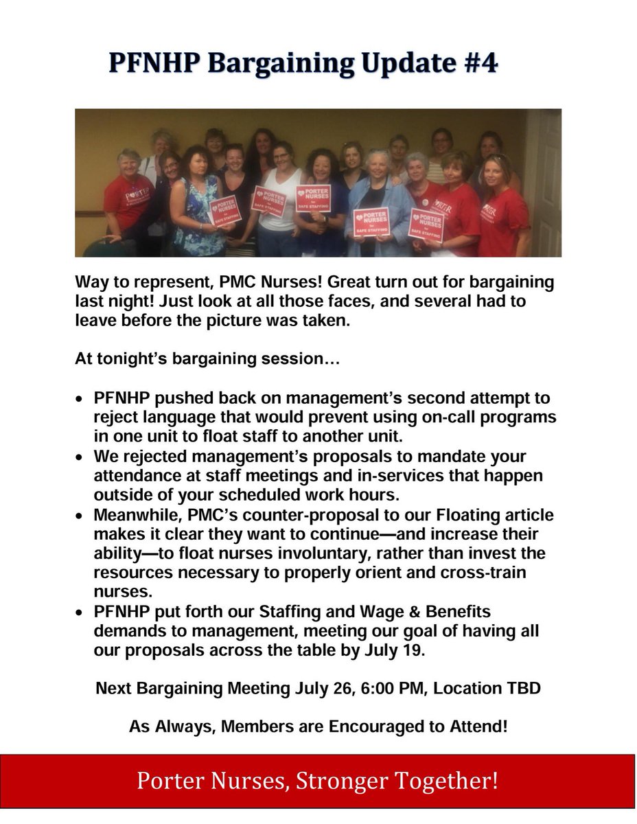 pfnhpvt's tweet photo. Way to go Porter nurses! Stand up for #safestaffing, #fairwages, #patientsafety , #WorkLifeBalance & #jobsatisfaction. https://t.co/5wSseoPI1M