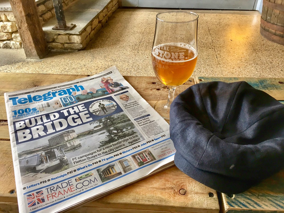 TobyWoody's tweet photo. Walk from home to @TheStoneworks then glass of @BexarCountyBrew looking at excellent peterboroughtel front cover #BuildTheBridge #HappyToby https://t.co/6ynrq3chjQ