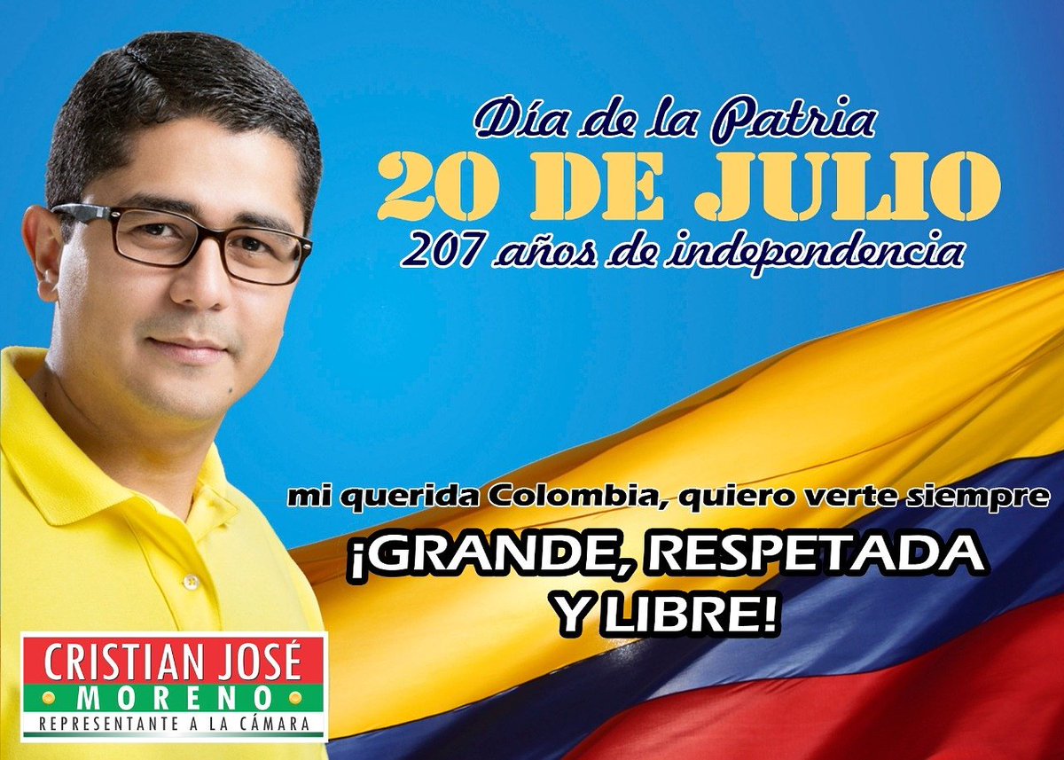 CJoseMoreno's tweet photo. 🇨🇴 20 de Julio día de la patria, 207 años de independencia. 🇨🇴
Mi querida Colombia, quiero verte siempre ¡GRANDE, RESPETADA Y LIBRE! 
💛💙❤ https://t.co/lQolWYBDvF