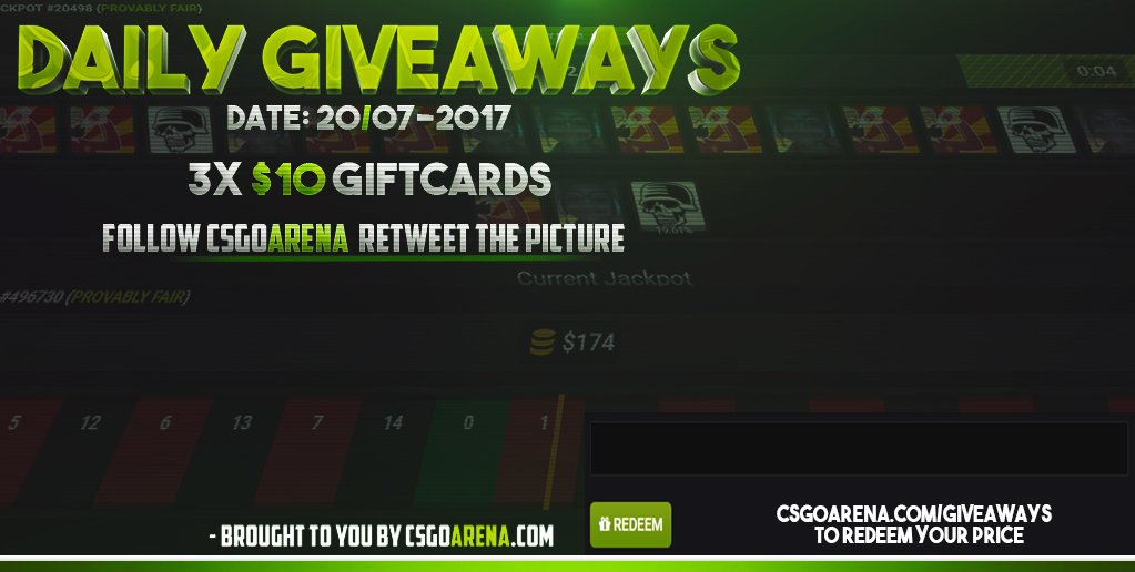 CSGOArenaGG's tweet photo. Daily Giveaway RT + follow @CSGOArenaGG to enter! We'll be giving away 3x10USD GL&amp;HF ❤ https://t.co/JJ8eWJZOmP