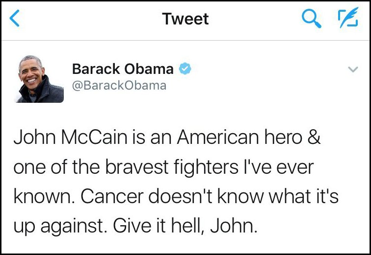 CloydRivers's tweet photo. Hate Obama all you want, this is pure class. Cancer isn't a Democrat or Republican. Thank you Mr. President. Merica. https://t.co/HGmWWntWXW