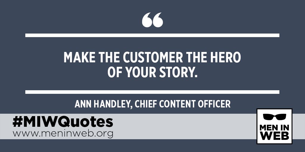 MenInWebHQ's tweet photo. #MIWQuotes
Make the customer the hero of your story.
Ann Handley, Chief Content Officer
#storytelling #Marketing #Ambassadors https://t.co/ZUeJtLNz6i