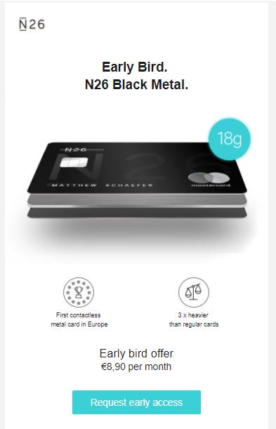 Marie Loubiere Omg N26 Is Launching A Black Metal Card For 8 90 Per Month This Is Awesome Centurion Mastercard Fintech Berlin Berlintech T Co tdvtwafr