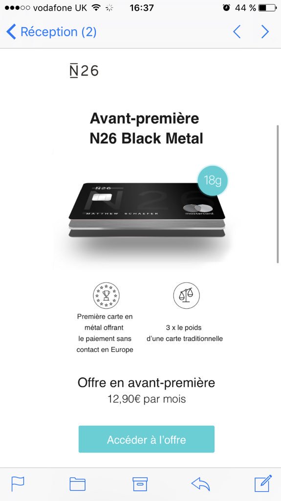 Marie Loubiere Omg N26 Is Launching A Black Metal Card For 8 90 Per Month This Is Awesome Centurion Mastercard Fintech Berlin Berlintech T Co tdvtwafr